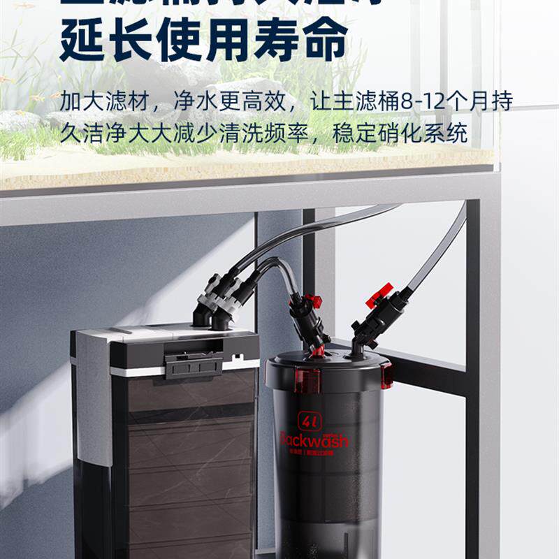 新款老渔夫鱼缸预滤桶静音无动力过滤鱼池水净化循环三合一外包邮
