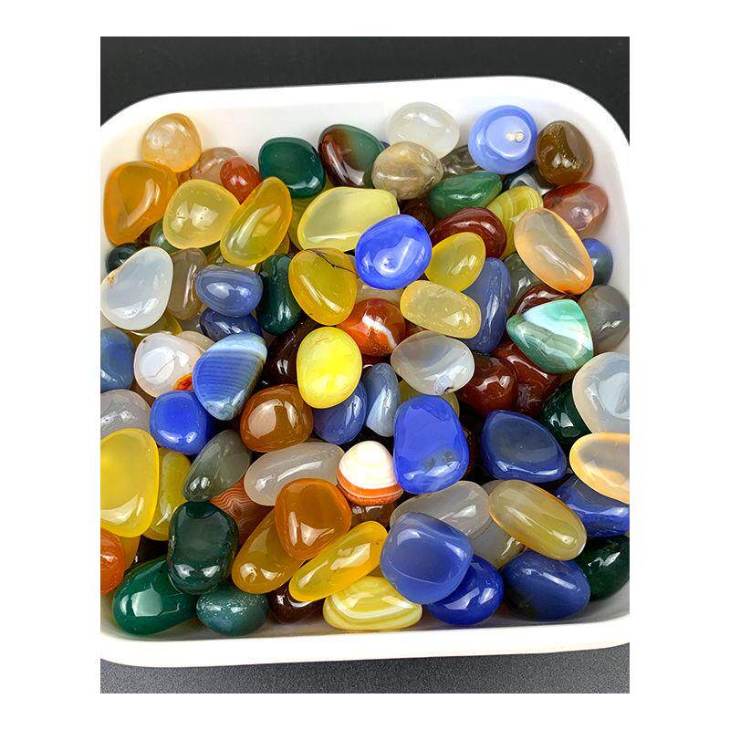 南京雨花石天然鹅卵石鱼缸造景摆件花盆彩色石子小彩玛瑙石五彩石