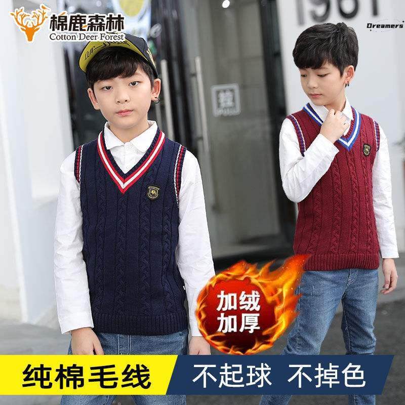 新款宝宝毛衣加绒加厚马甲儿童童装秋冬保暖毛线背心男女童中厂家