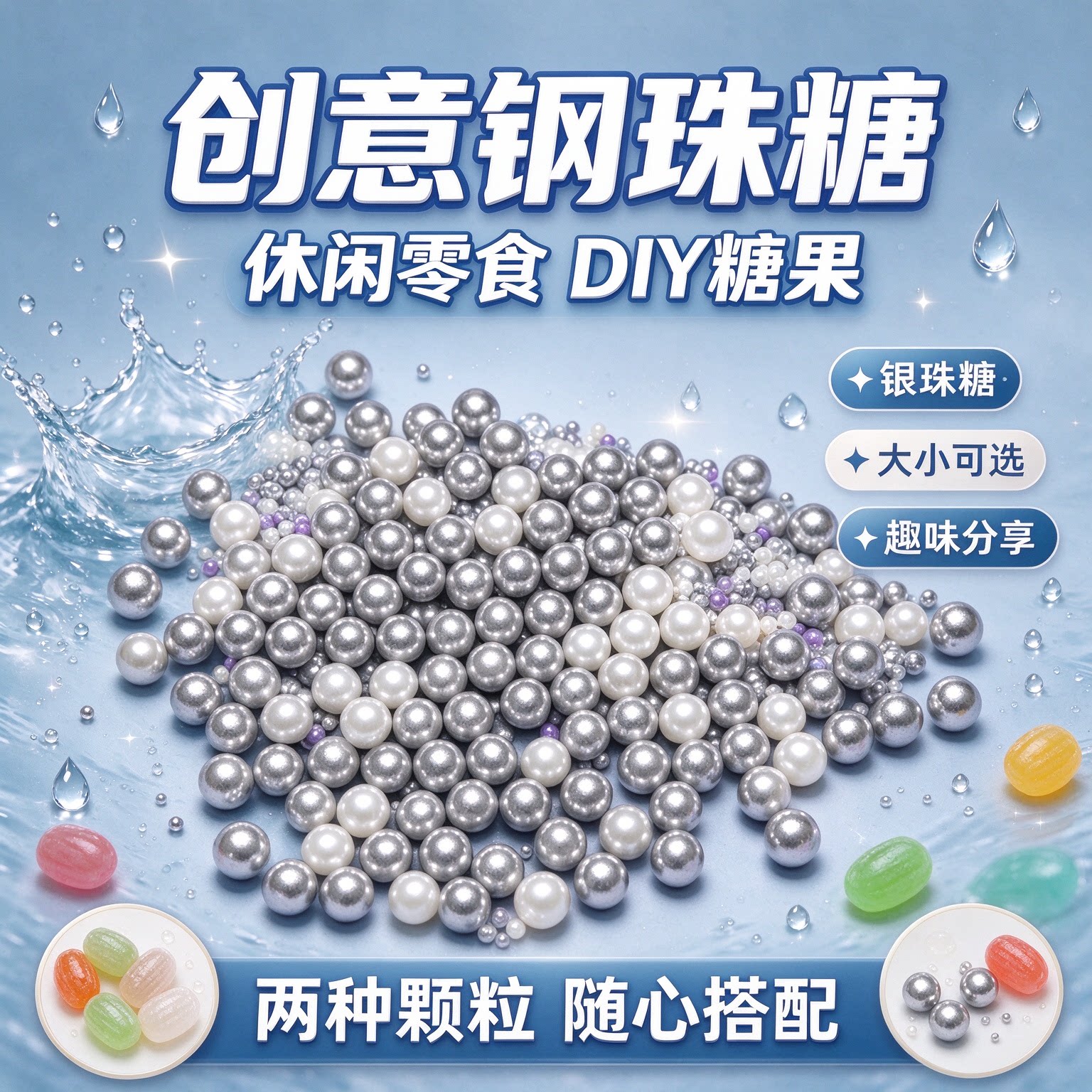 钢珠糖可乐味可食用薄荷珍休闲网红日本怀旧整蛊小银搞怪糖豆搞笑