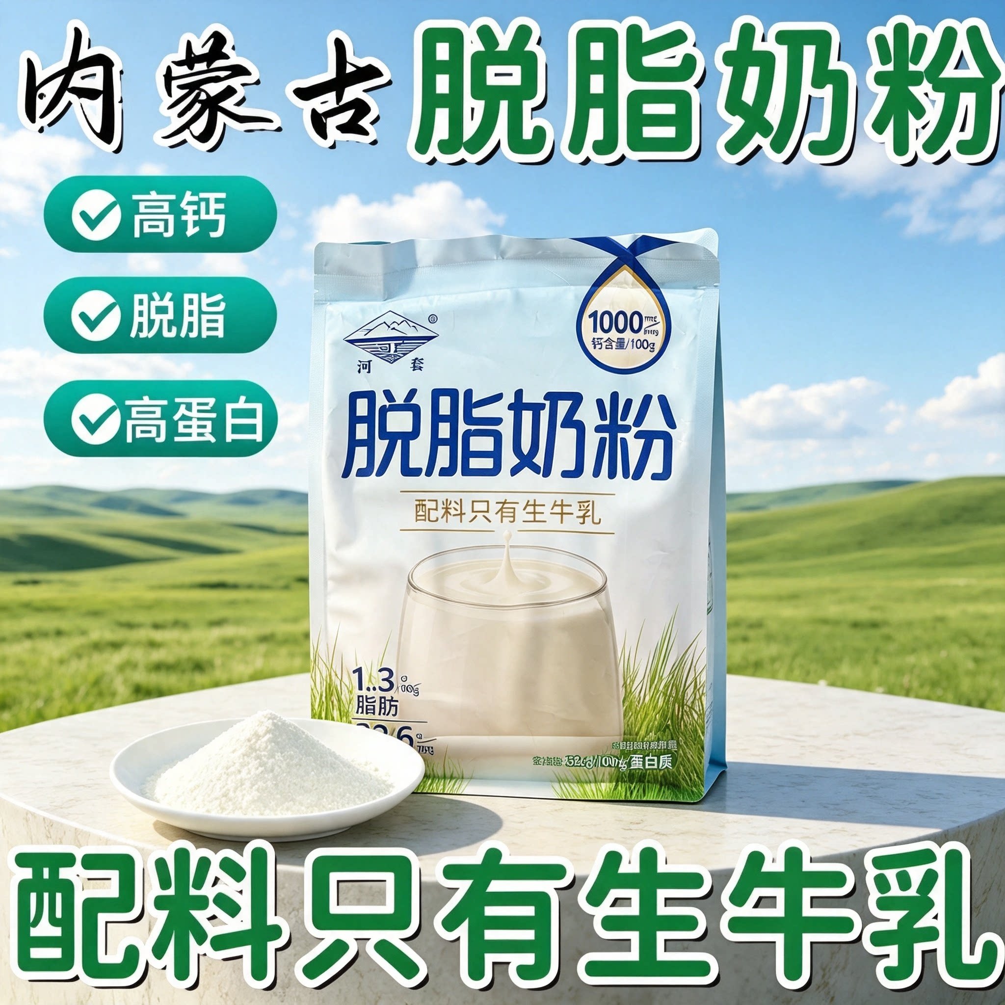 脱脂奶粉无糖0脂肪独立包装中老年女士孕妇食品牛奶纯牛代餐速溶