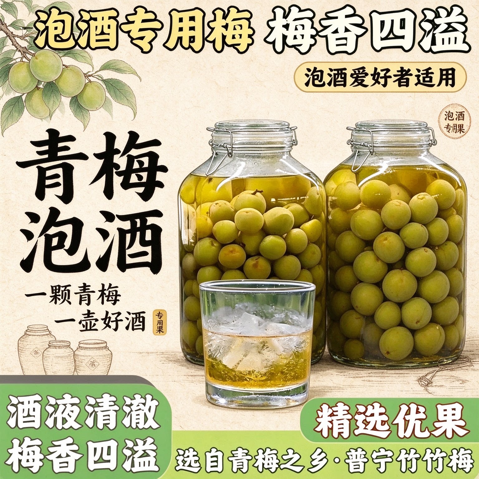 轻加工青梅鲜果泡酒半成品青竹梅酸梅子解腻酿酒水果开胃野生酸甜