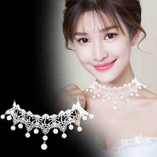 白色珍珠脖子遮颈纹饰品颈带锁骨链遮疤气质仙低领配饰颈链颈饰女