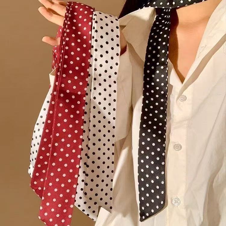 复古波点细长条发带春夏百搭图片