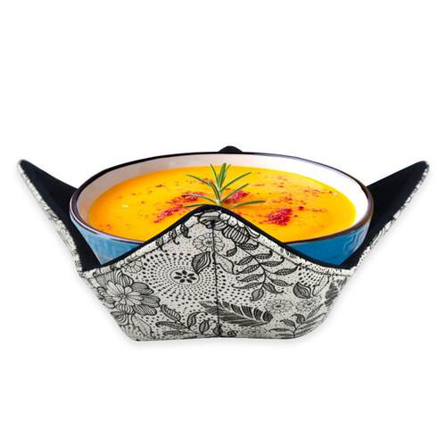 黑色素花微波炉食物加热碗托CTON QUILTED BOWL HUGGER