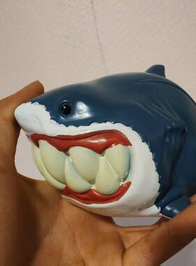 可爱鲨鱼树脂摆件Cute shark resin ornament创意恶搞动物雕像