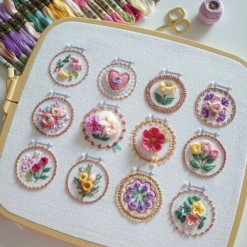 跨境 新款 Small Flower Frame Embroidery Kit 小花框刺绣套装