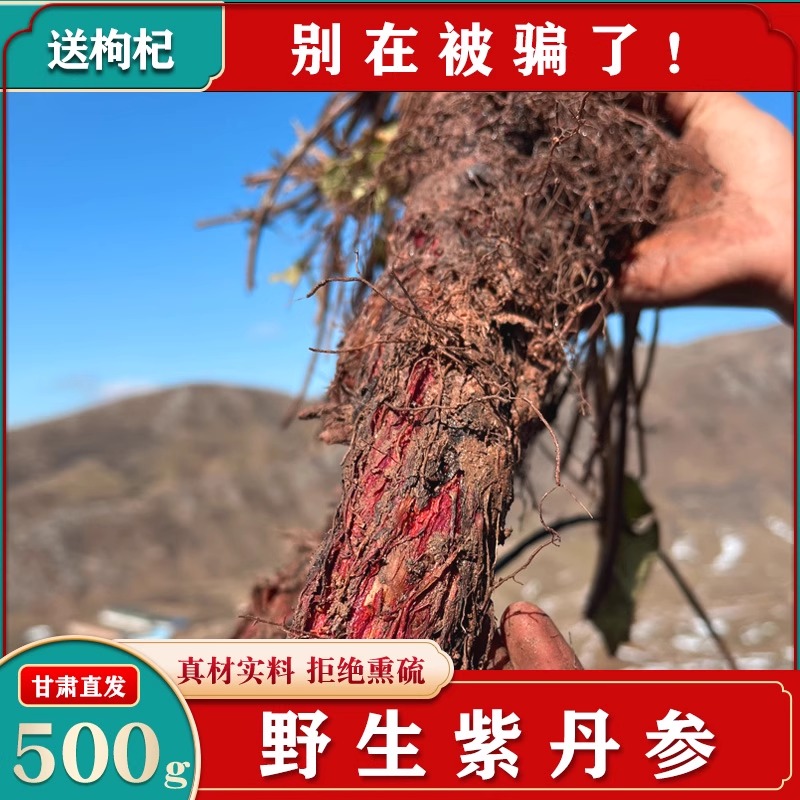 甘肃中江野生丹参中药材正品干货250g特级保心茶泡水紫丹参养生茶