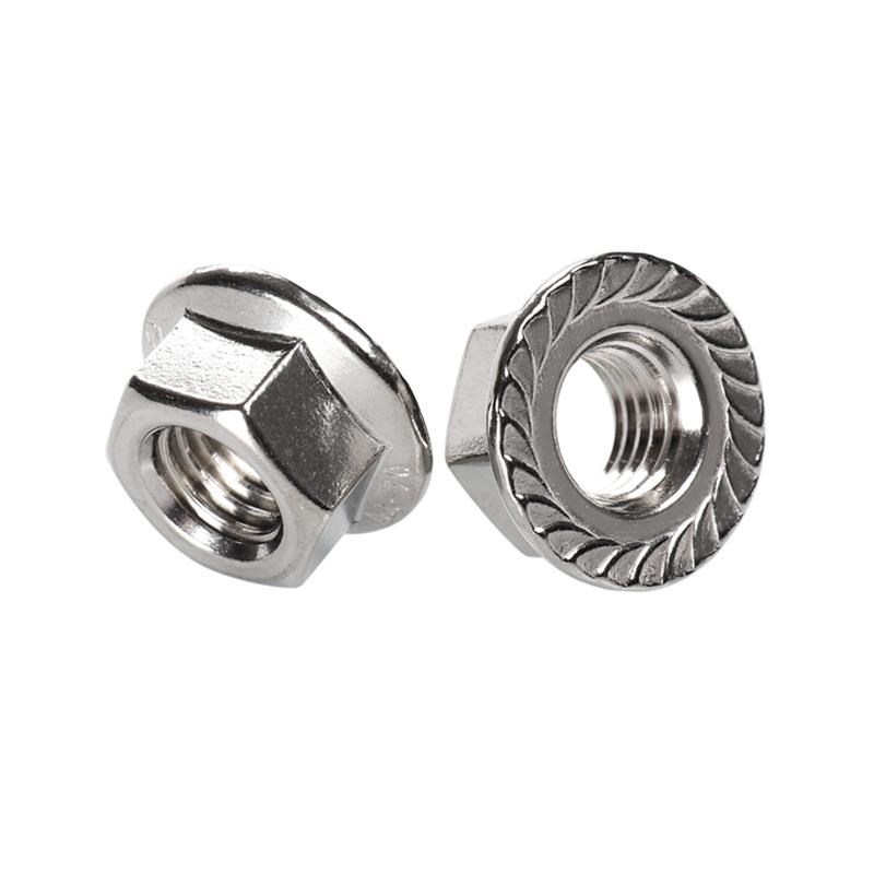 304不锈钢法兰面螺母 M3M4Mv5M6M8M10M12M16 带防滑齿防滑垫螺丝