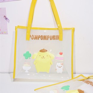 卡通透明pvc玉桂狗手提补习袋学生库洛米大容量作业功课单肩包包