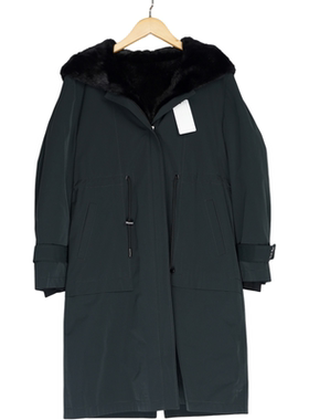 品牌精选女装新款款高端洋气冬季女士深绿黑帽派克服A4-21053