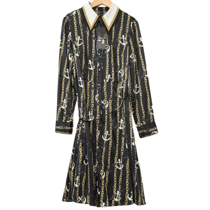 l牌精选品牌女装高端休闲时尚气质百搭女黑花连衣裙睐a3-15385