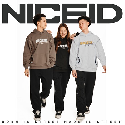 NICEID NICE 街头制燥运动卫衣毛圈男女春秋休闲宽松连帽圆领套头