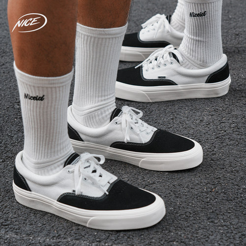 NICEID NICE运动帆布鞋翻毛皮低帮潮流休闲男女百搭缓震软弹耐磨