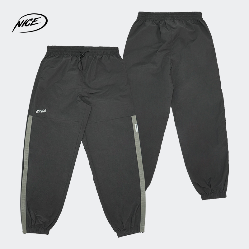 NICEID NICE运动长裤拼色男春秋款宽松直筒刺绣LOGO篮球训练裤