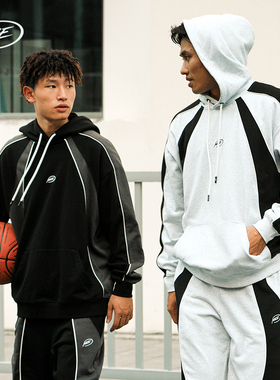 NICEID NICE拼接运动卫衣毛圈款男女春秋休闲宽松连帽圆领套头