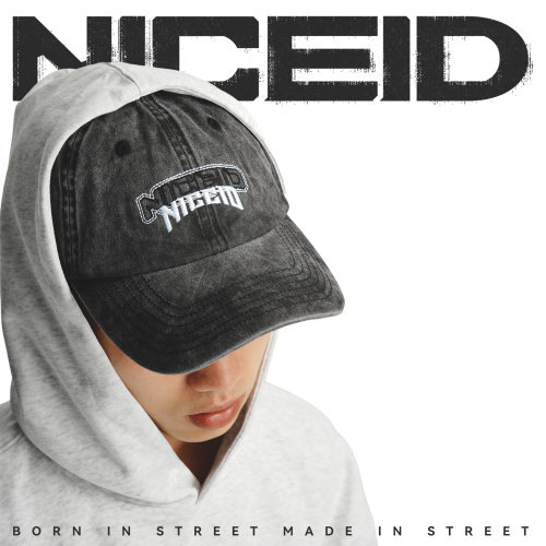NICEID NICE LOGO鸭舌帽刺绣水洗软顶大帽檐弯棒球帽遮阳美式男女