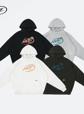 NICEID NICE落日海浪运动卫衣男女春秋薄款休闲宽松连帽圆领套头