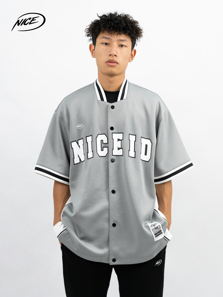 NICEID 야구 유니폼 농구 출연 가디건 워밍업 슈트 스포츠 아메리칸 티셔츠 남성용 트렌디 루즈 반팔 남녀