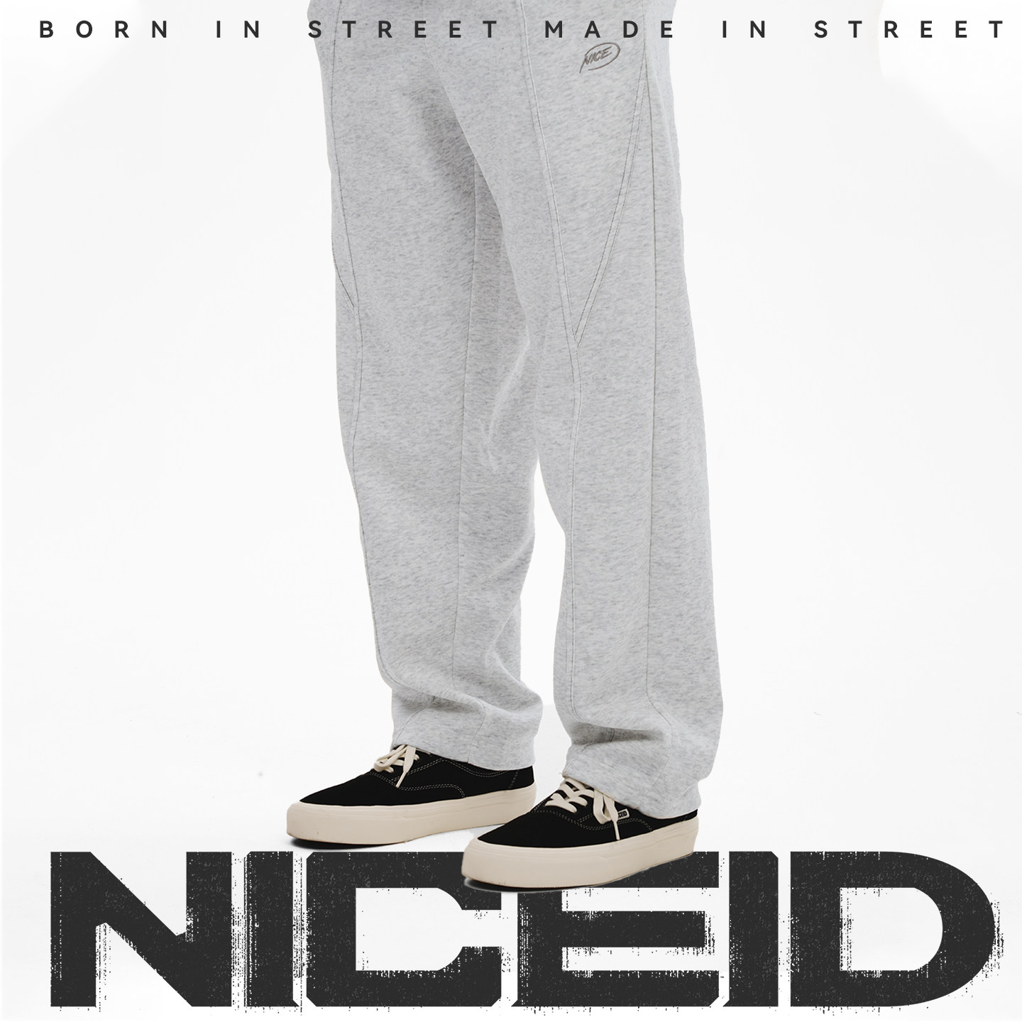 NICEID NICE运动裤男春秋款宽松直筒长裤刺绣LOGO篮球训练裤