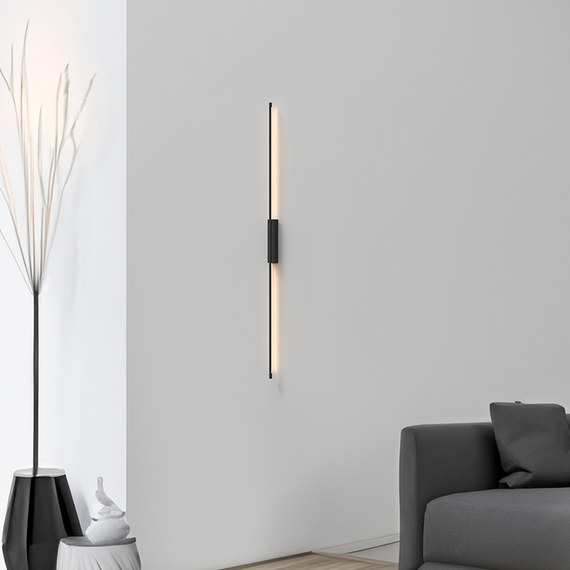 壁灯一线天极简卧室床头黑色高级长条客厅电视背景墙led装饰现代