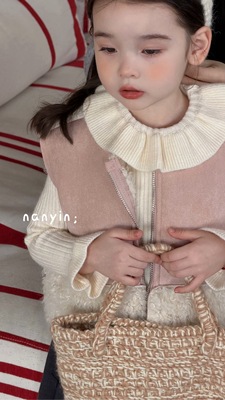 2025新款原创设计韩版女童秋冬款洋气时髦针织马甲毛衣背心