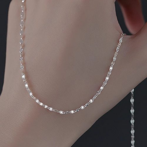 999足银项链女纯银雪花设计感