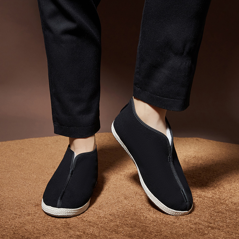 布语堂禅意款加绒高帮保暖棉布鞋