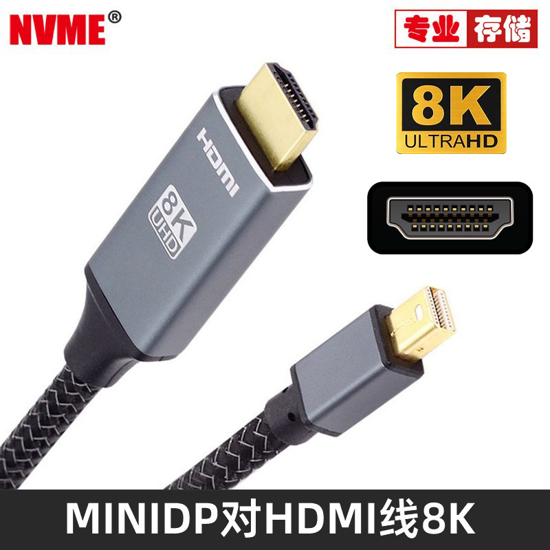 NVME Minidp1.4转hdmi2.1版雷电口转接适用Mac 8K高清转换连接线