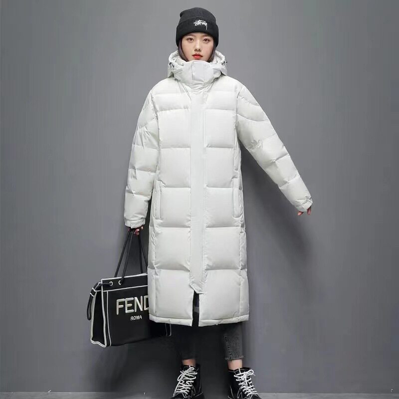 2024年女冬季新款可男女同款可情侣羽绒棉服休闲长款过膝连帽韩版