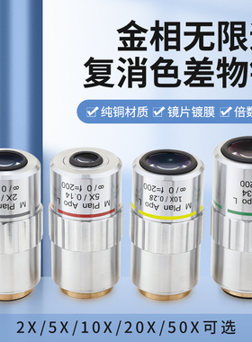 金相无限远超长工作距离物镜 2X5X10X20X50X100X M Plan Apo L平场复消色差物镜接口26mm