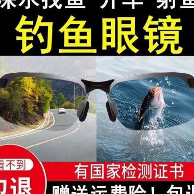 钓鱼眼镜可见水下三米射鱼看漂专用开车变色偏光墨镜水底看鱼神器