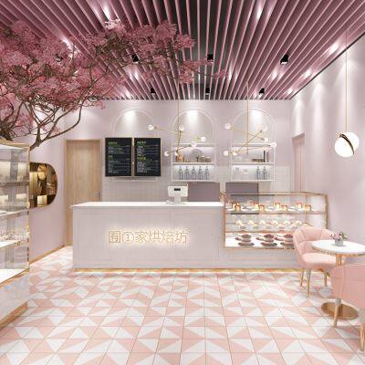 甜品店收银台烤漆吧台简约现代小型柜台奶茶店亮光前台接待台定制