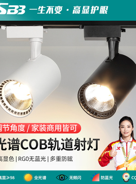 led轨道灯服装店射灯全光谱商用超亮节能店铺聚光cob导轨式天花灯