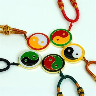 万字符项链2.6CM双面两元太极镀金太极项链八卦福五行福挂件吊坠