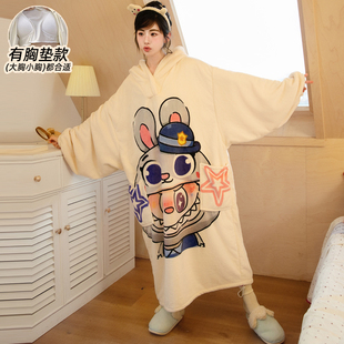 睡袍冬加厚女款睡裙加厚带胸垫2025新款长款到脚踝浴袍长袍可外穿