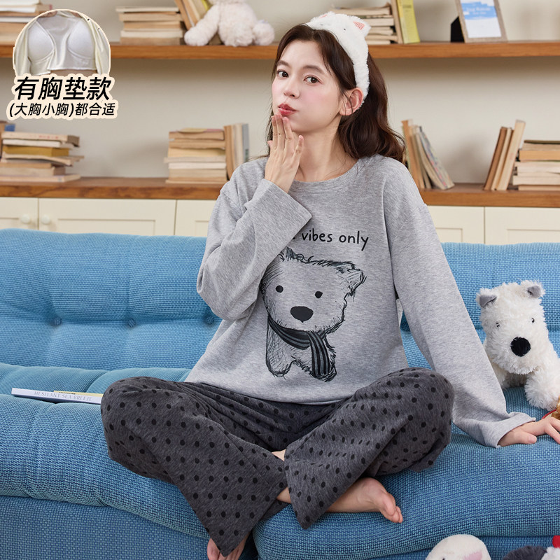 蚕丝羊绒睡衣女带胸垫长袖加厚保暖2026冬季新品女款家居服年轻款