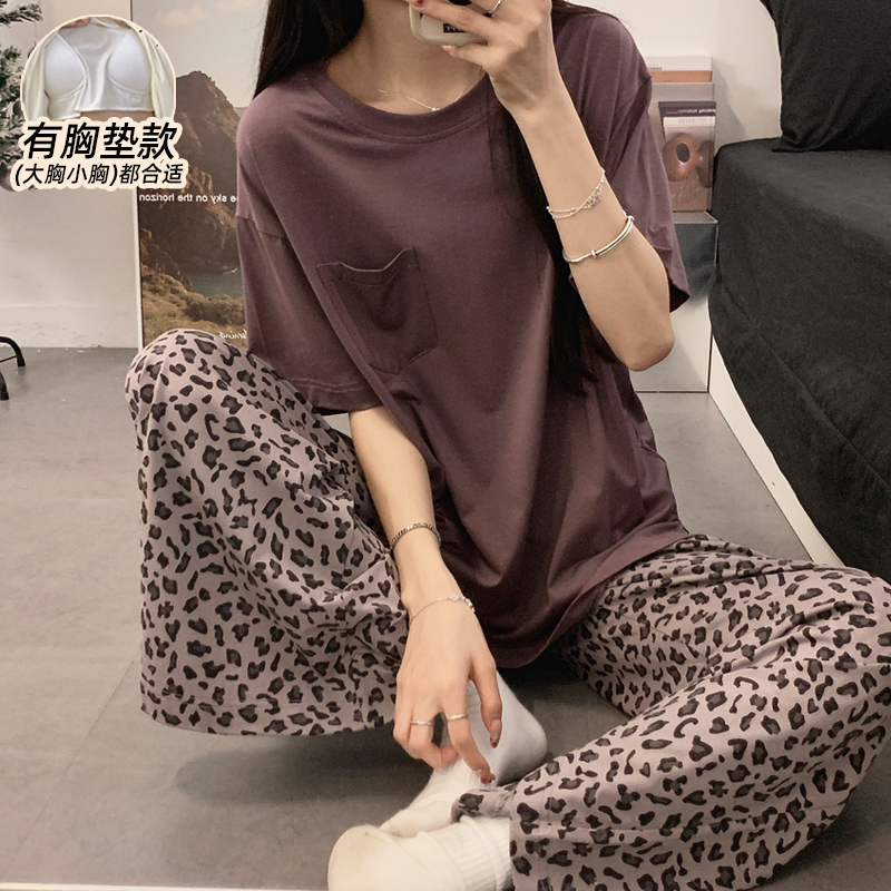 睡衣女款夏莫代尔带胸垫可外穿