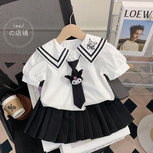 【1.4万人收藏】女童百褶裙套装夏装2025新款洋气儿童学院风两件