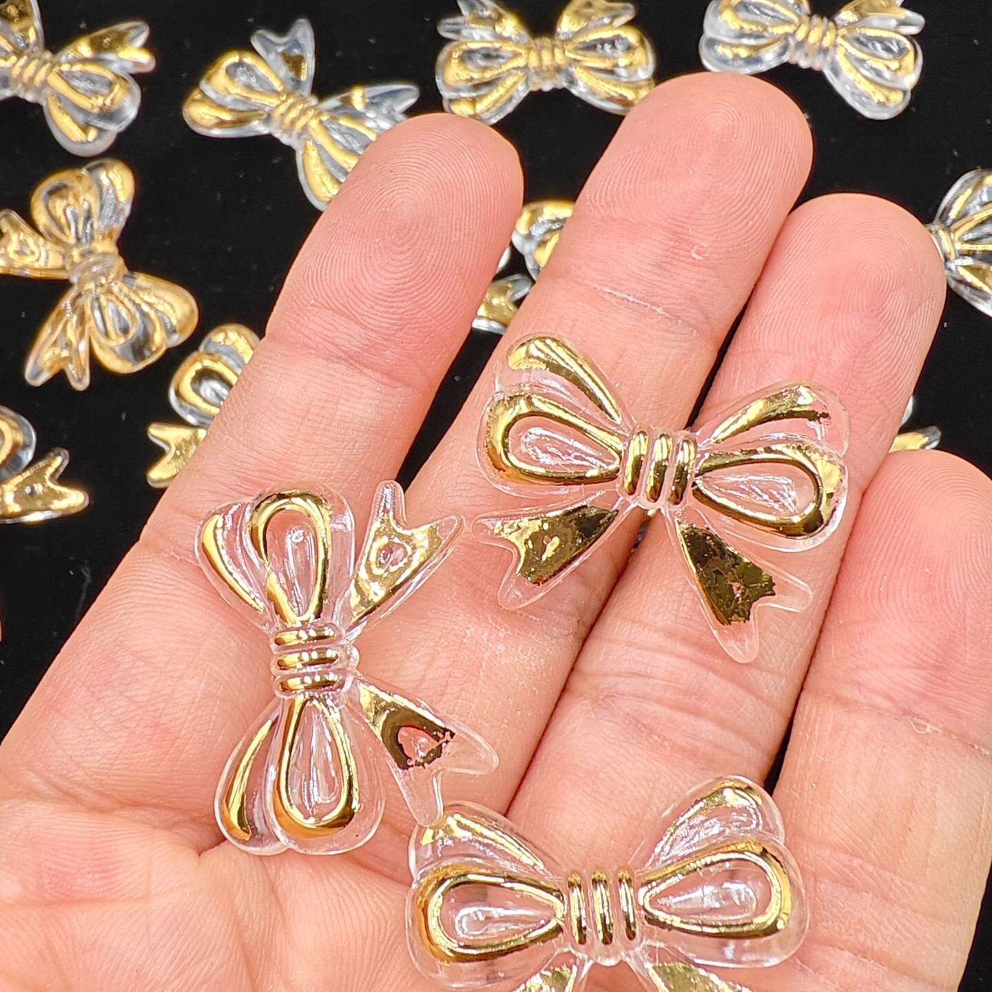 金边蝴蝶结手工diy配件透明亚克力烫金奶油胶发胶手机壳抖音爆款
