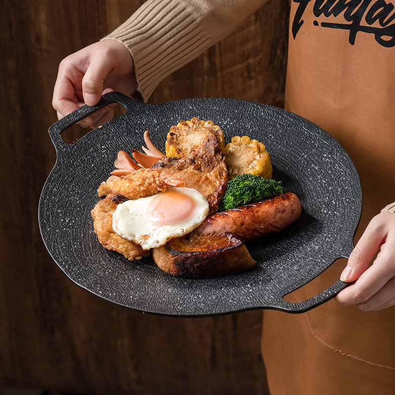 韩式烤盘铁板烧铁板商用烧烤炉家用电烤盘烤肉麦饭石户外电磁炉