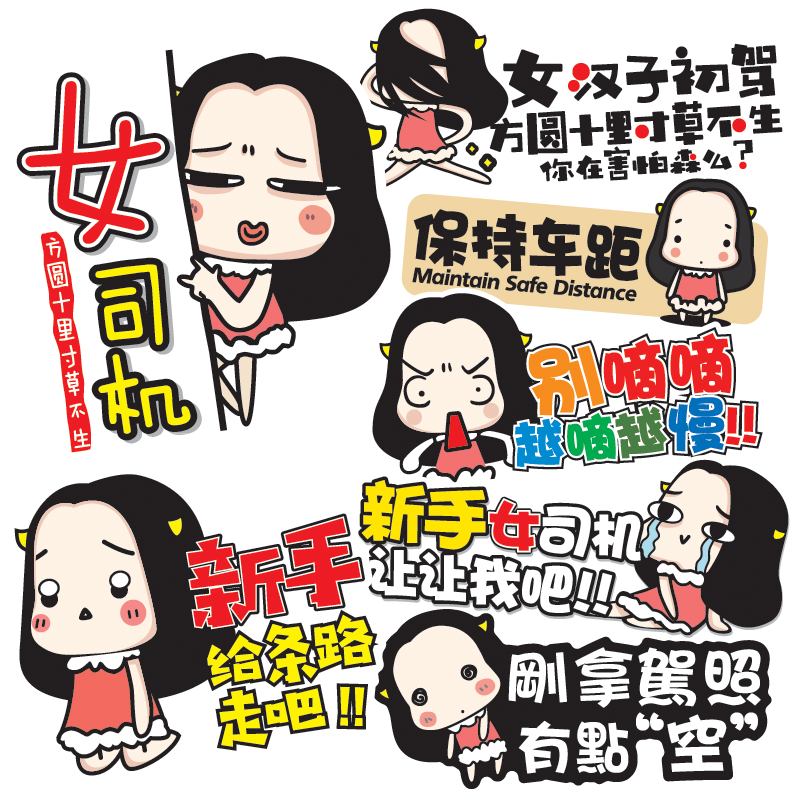 车身贴纸磁性新手上路女司机搞笑