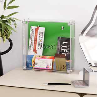 亚克力桌面票据收纳盒明信片手帐多功能收集箱名片盒子展会名片箱