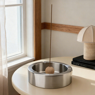 工业风不锈钢底托木球香托香插家用室内小众香薰线香底座托盘摆件