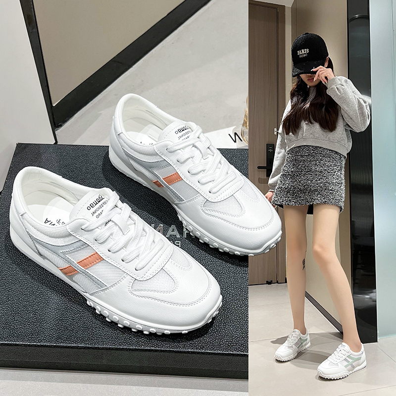 阿甘鞋平底圆头小白鞋透气