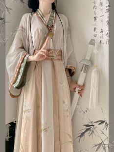 花槿轩原创晋制汉服女【秋思】交领齐腰襦裙一片式破裙日常秋季款