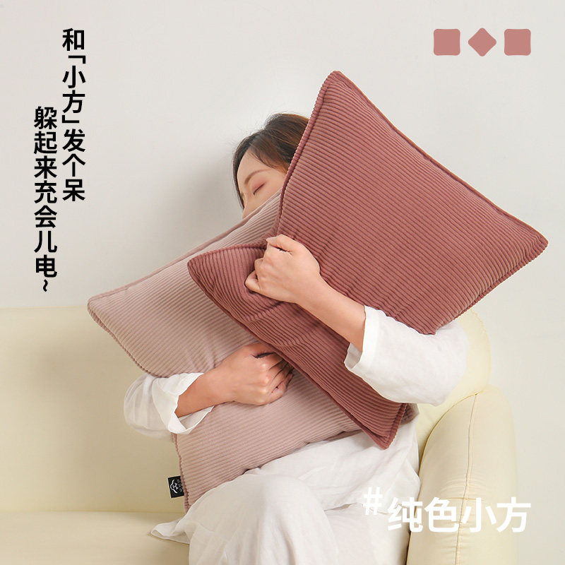 沙发抱枕纯色灯芯绒不含芯方形枕轻奢高级感客厅床头靠垫靠背枕套