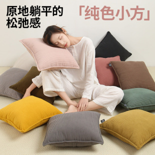 抱枕沙发客厅靠垫北欧风纯色含芯方形大靠枕办公汽车抱枕套可拆洗