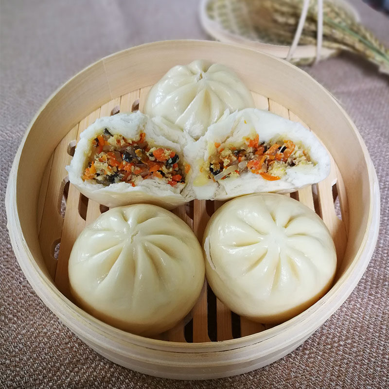 素菜速冻包子早餐 清真胡萝卜木耳鸡蛋包8个儿童营养早餐顺丰包邮