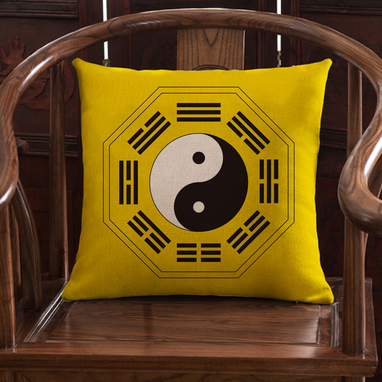 禅意八卦图抱枕靠垫沙发抱枕茶室茶椅靠枕红木圈椅腰枕套中式沙发